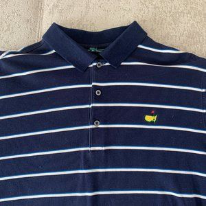 Masters Collections Blue White Striped Golf Polo